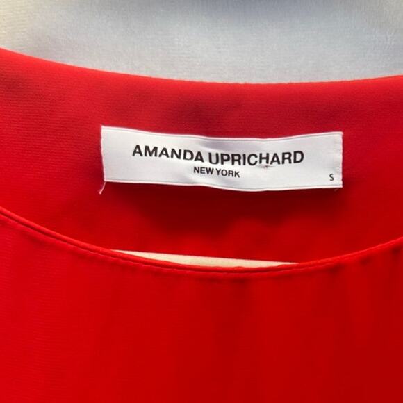 Amanda Uprichard Red Belted Mini Dress – Short Sleeve with Ruffle Hem Size Small - Picture 6 of 7